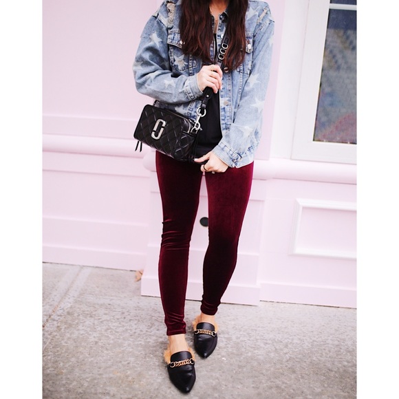 SPANX Pants - Spanx Velvet Leggings in Color Rich Burgundy